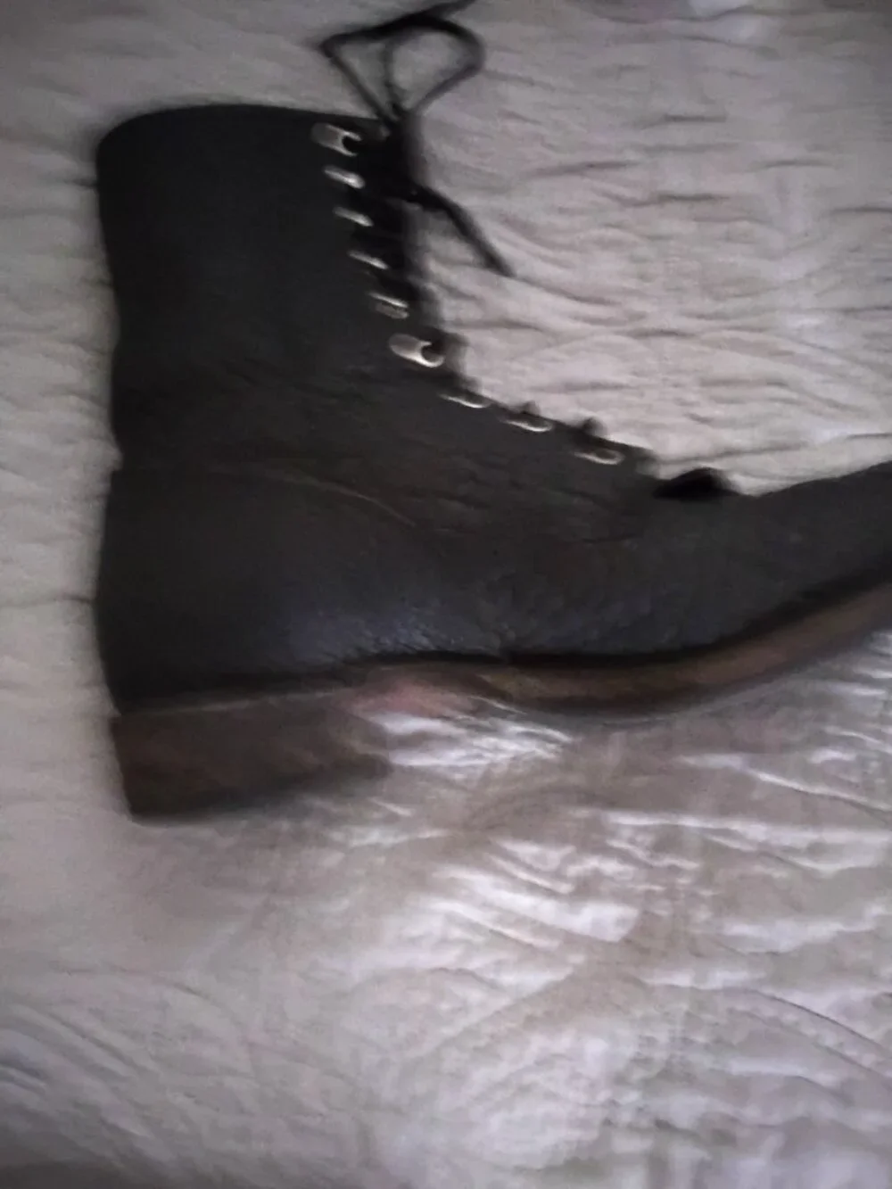 Justin Western 522 Roper Boots Pebbled Bullhide Leather Size 8.5D Lace Up USA